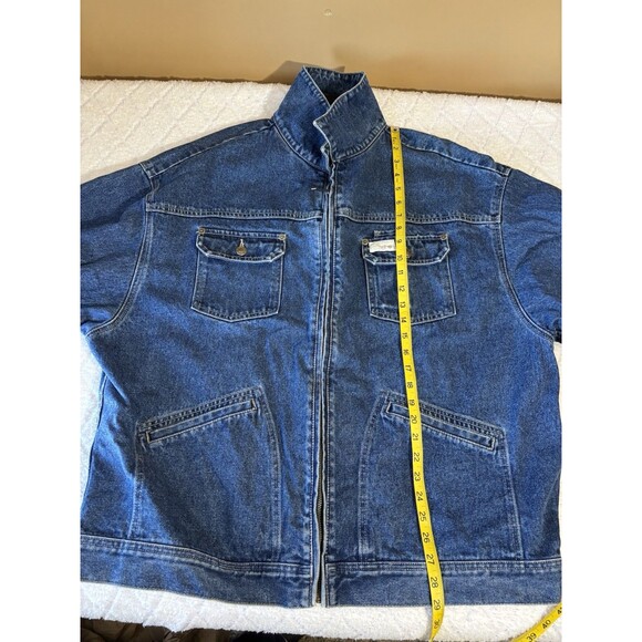 Vtg Rocawear Denim Jacket 2 Sided Embroidered Patch Logo Multiple Pockets 2XL - Picture 16 of 16